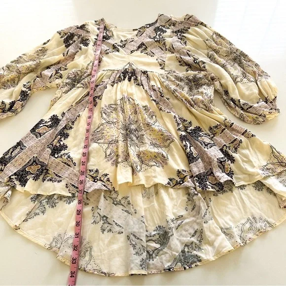 Free People Girl Talk Babydoll Tunic Ivory Boho Flowy Top Size S - Picture 12 of 15